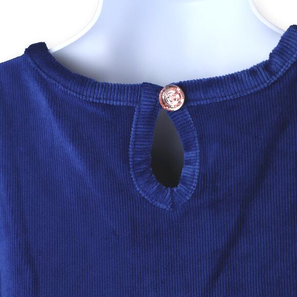 Matilda Jane Heart to Heart Blue Clara Ribbed Velour Lap Dress 4 - Picture 9 of 11